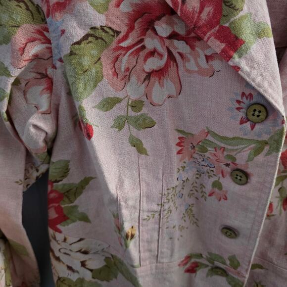 Coldwater Creek Floral Blazer Size PMed – Cottagecore, Linen Blend, Spring Layer - Picture 2 of 7